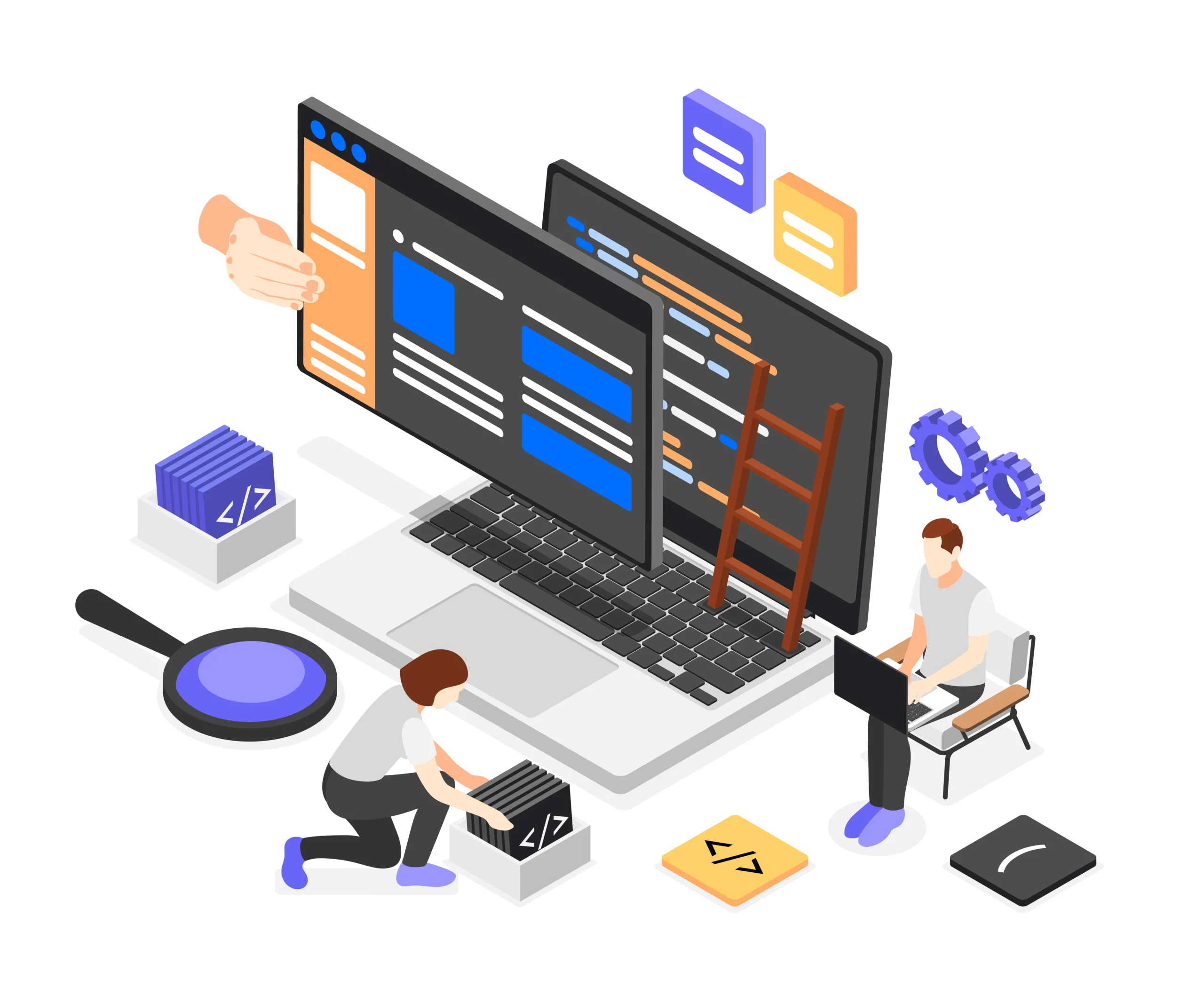 UI and UX designers concepts isometric composition